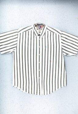 90s Tommy Hilfiger Striped Short Sleeve Shirt - B2972