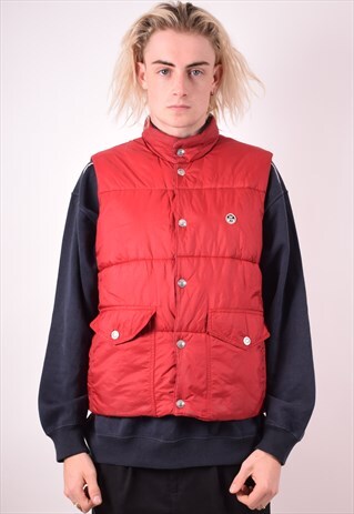 NORTH SAILS MENS VINTAGE PADDED GILET SMALL RED 90S