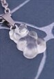 CRW SILVER WHITE RESIN GUMMY BEAR NECKLACE 