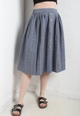 Vintage 80's Front Button Skirt Grey W28