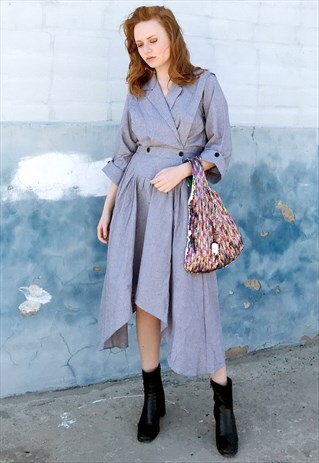 CHECKED PRINT BLAZER MIDI DRESS