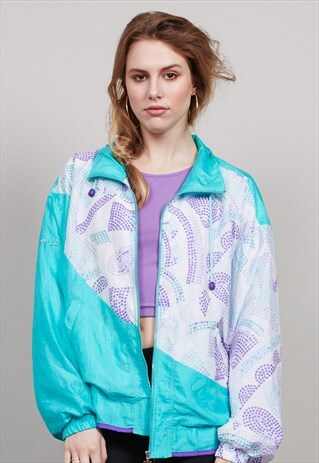 VINTAGE 90S CRAZY PRINT SHELL FILA SPORTS JACKET
