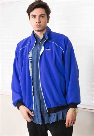 VINTAGE ADIDAS REVERSIBLE FLEECE JACKET LOGO 90S L 26.2