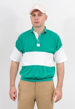 Vintage 90s polo shirt in green-white
