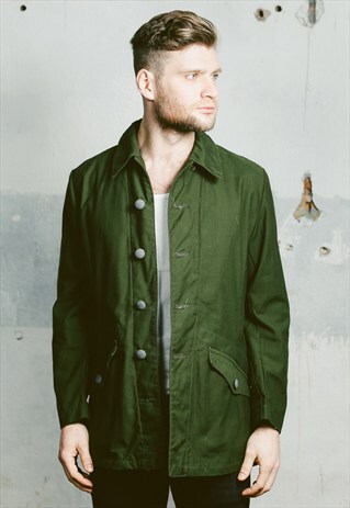 VINTAGE 70S MILITARY GREEN PARKA COAT