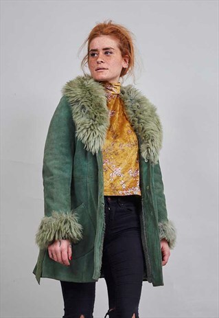 APPLE GREEN 70'S VINTAGE SHEEPSKIN COAT