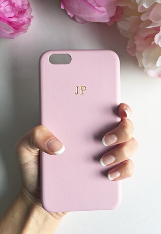 SOFT PINK PU LEATHER MONOGRAM PHONE CASE