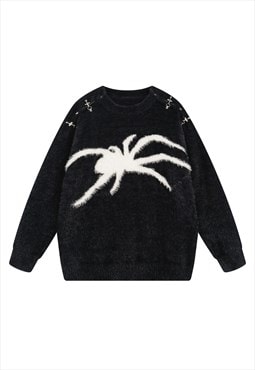 Spider sweater metal chain jumper Gothic punk top in black