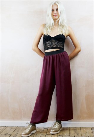 DEEP PURPLE SILKY CROP TROUSERS
