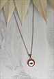 Gold Red Evil Eye Dainty Charm Pendant  Necklace