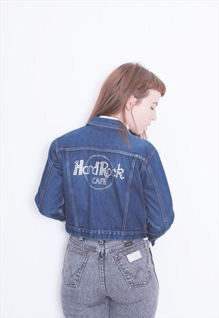 VINTAGE HARD ROCK CAFE NEW YORK CROPPED DENIM JACKET