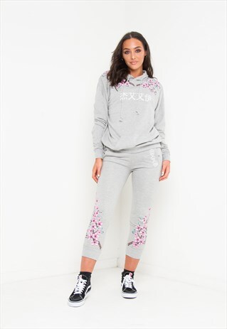 SAKURA BOYFRIEND BLOSSOM HOODY IN GREY MARL
