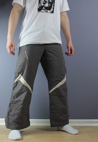 VINTAGE COLUMBIA WATERPROOF TRACK PANTS/JOGGERS IN BROWN