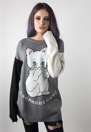'KITTY'' GREY OVERSIZED PULLOVER JUMPER