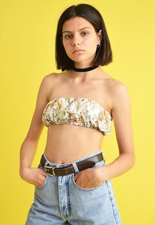 70'S RETRO STYLE BOHO FESTIVAL FLORAL BOOB TUBE BANDEAU