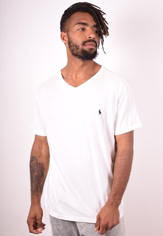 POLO RALPH LAUREN MENS VINTAGE T-SHIRT TOP LARGE WHITE 90S