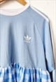 REWORKED VINTAGE BLUE ADIDAS FRILL GINGHAM TOP