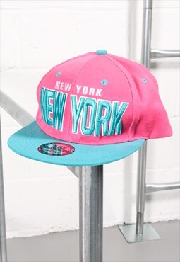 Vintage New York Cap in Pink Snapback Summer Hat 