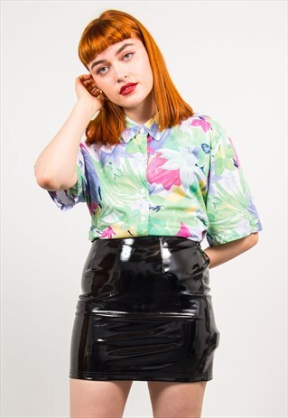 VINTAGE 90'S PASTEL FLORAL SHORT SLEEVE SHIRT