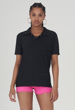 VINTAGE D&G LOGO 90'S BLACK POLO T-SHIRT