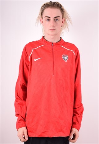 NIKE MENS VINTAGE LOBOS PULLOVER TRACKSUIT TOP XL RED 90S