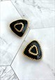 80S BLACK & GOLD TRIANGLE GLAM PARTY EARRINGS