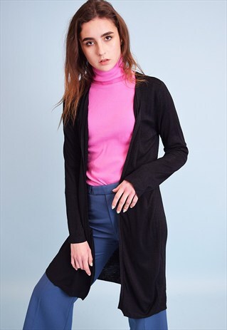 90'S RETRO MINIMALIST GRUNGE OPEN FRONT KNIT JACKET CARDI