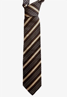 Vintage Y2K Hugo Boss Brown Gold Striped Tie
