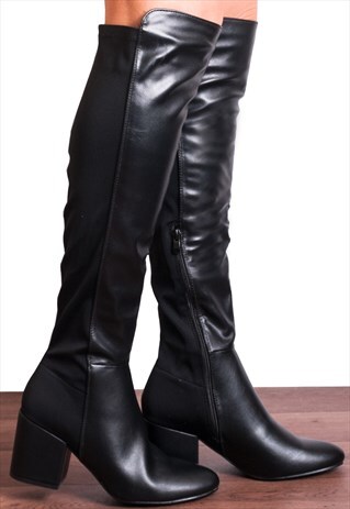 knee high faux leather boots