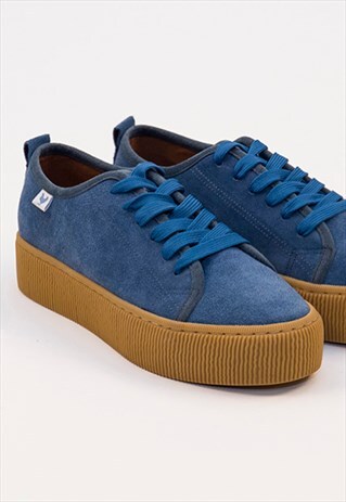 WALK IN PITAS CHUNKY JEANS BLUE SUEDE SKATE SHOES FOR WOMEN