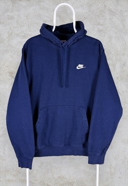 Nike Blue Hoodie Pullover Embroidered Swoosh Men's Medium