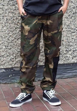 Camouflage Patchwork canvas cargo Trousers pants Workwear
