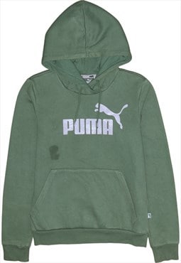 Vintage 90's Puma Hoodie Spellout Pullover Green Small