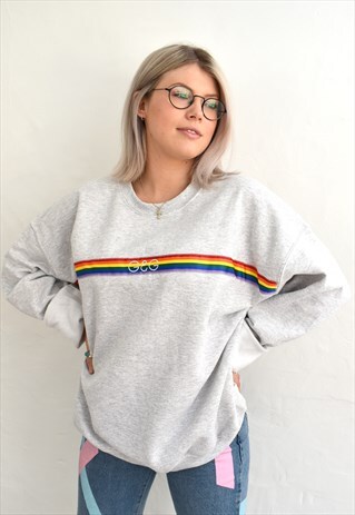 G&G UNISEX ASH RAINBOW RIBBON SWEAT