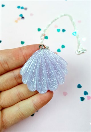 MERMAID PURPLE GLITTER SHELL NECKLACE