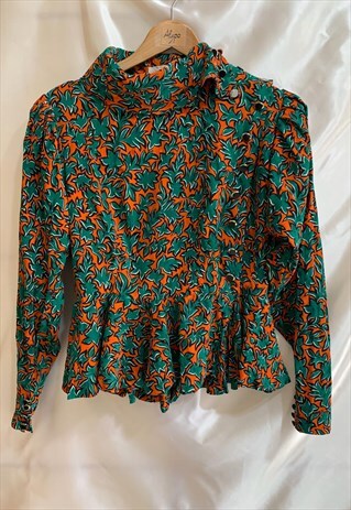 VINTAGE MULTI-COLORS BLOUSE WITH ABSTRACT PRINT