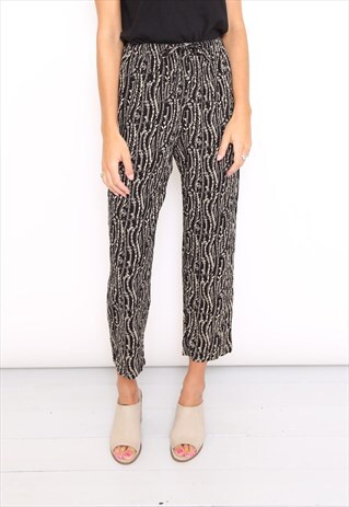 VINTAGE 90S BROWN FLORAL BOHO PRINT TROUSERS