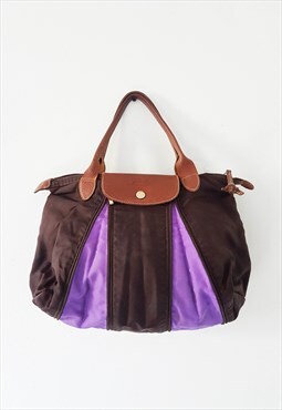 Longchamp Le Pilage Brown and Purple Nylon Bag