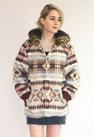 VINTAGE WOOL NAVAJO HOODED JACKET