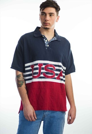 VINTAGE USA LOGO POLO SHIRT 90S L 12.3