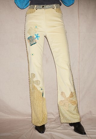 00S LUXURY KITSCH RARE CORDUROY SHINY PARIS HILTON FLARES