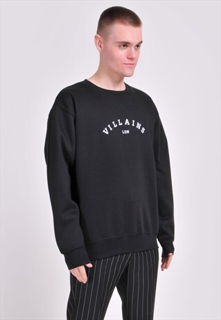 BLACK VILLAINS LDN GRAPHIC IN WHITE LONG SLEEVE SWEATSHIRT