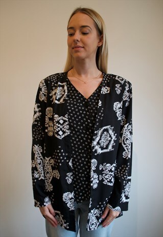 VINTAGE 80'S PATTERNED BLOUSE