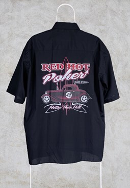 Vintage Black Nascar Racing Shirt Graphic Short Sleeve Large
