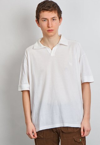 RARE VINTAGE 90'S VERSACE WHITE LOGO POLO T-SHIRT