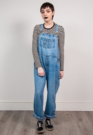VINTAGE 90'S LIGHT BLUE DENIM STRAIGHT LEG DUNGAREES