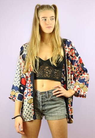 RED GOLD AND BLUE KIMONO