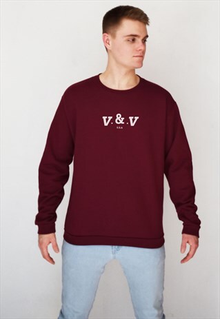 BURGUNDY V&V (WHITE) SWEATSHIRT