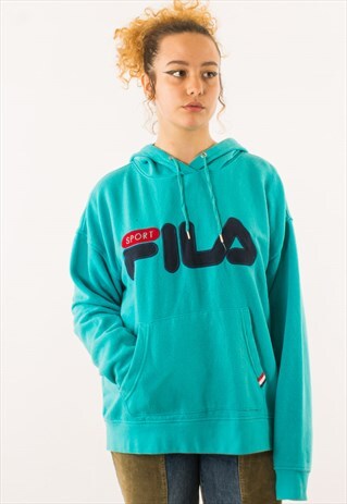 VINTAGE BLUE FILA HOODIE PULLOVER