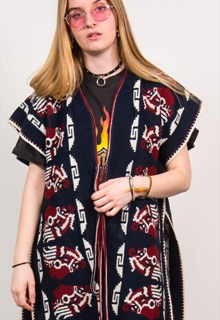 VINTAGE AZTEC PATTERN PONCHO FESTIVAL